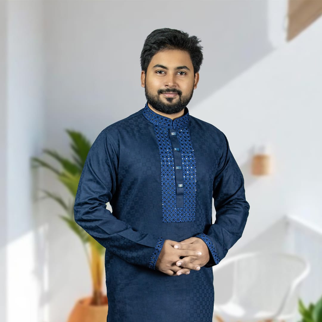 সাদা / নেভি ব্লু পাঞ্জাবী - কোডঃ 212/276 - Image 2